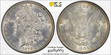 1878 7/8TF $1 VAM 33, Doubled Legs, Weak 7/4 AU58