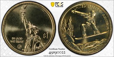 2022-D $1 American Innovation VT Snowboarding Pos. B MS66