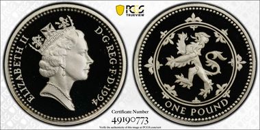 1994 £1 S-J9 Scottish Design Ag PR69DCAM