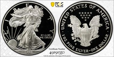 1998-P $1 Silver Eagle PR68DCAM