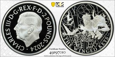 2024 £2 The Winged Keys Ag Harry Potter PR70DCAM