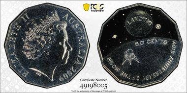 2009 50C Moon Landing Colorized MS68