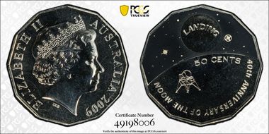 2009 50C Moon Landing Colorized MS69