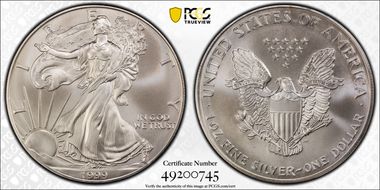 1999 $1 Silver Eagle MS69