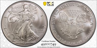 2007 $1 Silver Eagle MS69
