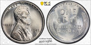 1943-S 1C MS67