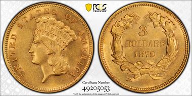 1879 $3 AU58