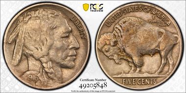 1916 5C Doubled Die Obverse XF45