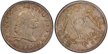 1795 $1 Flowing Hair, 2 Leaves XF40