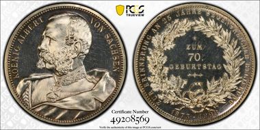 1898 Medal King Albert 70th Birthday and 25th Ann. of Reign Ag SP64