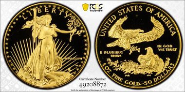 1986-W $50 Gold Eagle PR69DCAM