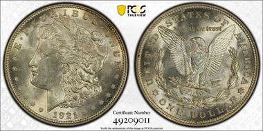 1921 $1 Morgan MS62