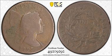 1793 1C Liberty Cap VG10BN
