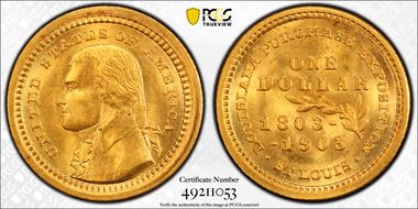 1903 G$1 LA Purchase, Jefferson MS67