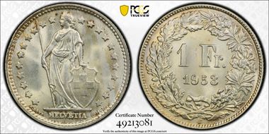 1953 B 1 Fr KM-24 Ag MS65
