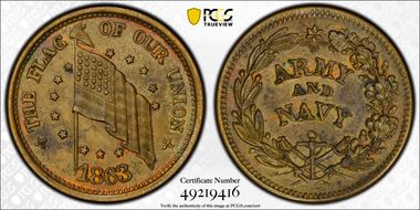 1863 CWT F-206/320a The Flag Of Our Union MS62BN