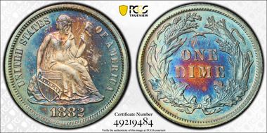 1882 10C PR67CAM