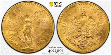 1921 50 Peso KM-481 Au MS62