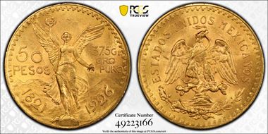 1926 50 Peso KM-481  Au MS63
