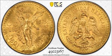 1927 50 Peso KM-481  Au MS63