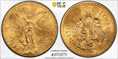 1943 (50 P) KM-482  Au MS64