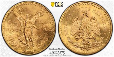 1946 50 Peso KM-481  Au MS66