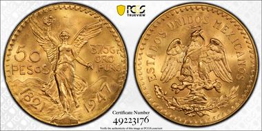1947 50 Peso KM-481  Au MS66