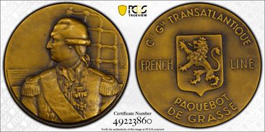 (c.1924) Medal SS De Grasse Launch of Liner AE SP64