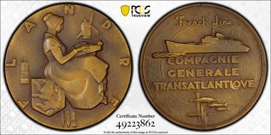 (c.1952) Medal SS Flandre Maiden Voyage AE SP64
