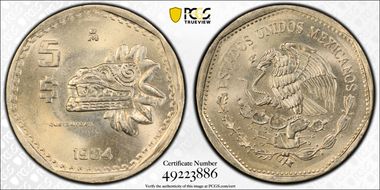 1984-Mo 5 Peso MS66