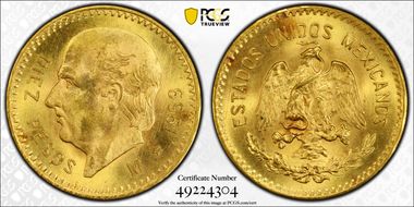 1959-M 10 Peso KM-473  Au MS66