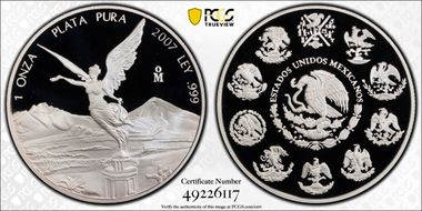 2007-Mo Onza Libertad Ag PR70DCAM