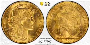 1907 20 Fr Gad-1064a F-535 Refrappe MS65