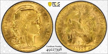 1908 20 Fr Gad-1064a F-535 Refrappe MS64