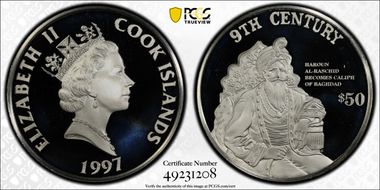 1997 $50 9th Century-Harun al-Rashid Becomes Caliph of Baghdad PR69DCAM