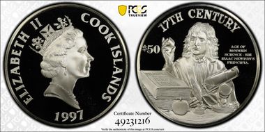 1997 $50 17th Century-Modern Science Sir Isaac Newton's Principia PR70DCAM