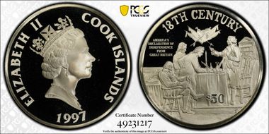 1997 $50 18th Century - America's Declaration of Independence PR69DCAM