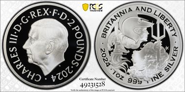 2024 £2 Britannia & Liberty 1oz Ag PR69DCAM
