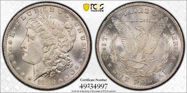 1880-CC $1 8/7 Reverse of 1878 MS66+