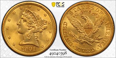 1901-S $5 MS65