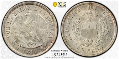 1884-So Peso AU58