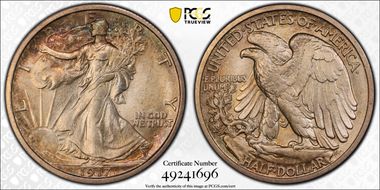 1917-D 50C Obverse MS65