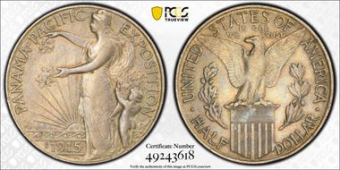 1915-S 50C Panama-Pacific AU58