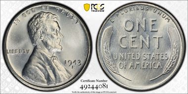 1943-S 1C MS67+ 