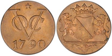 1790 Duit KM-111.4 (1840-43) MS64RB