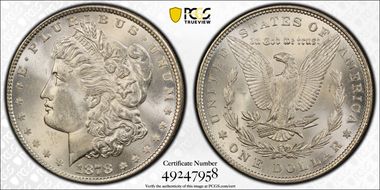 1878 7TF $1 Reverse of 1879 MS65