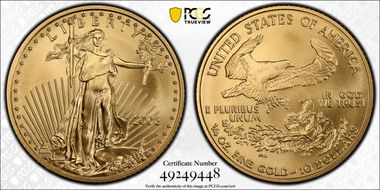 2008-W $10 Burnished Gold Eagle SP70