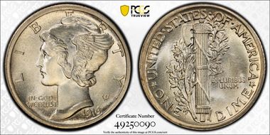 1916 10C Mercury MS66+ FB