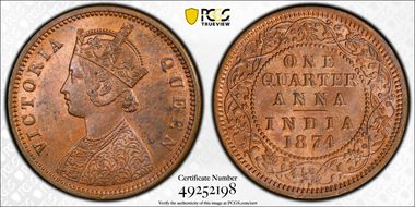 1874(C) 1/4 An SW-5.48 MS63RB