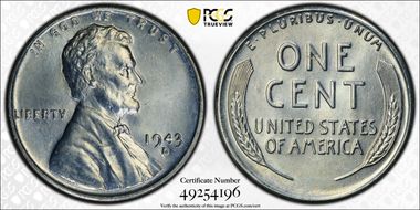 1943-D 1C MS65